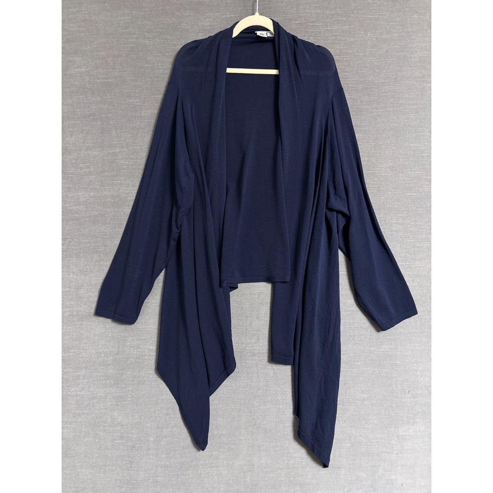 Coldwater Creek Cardigan 3X Waterfall Navy Blue Open Front Draped Plus Layering